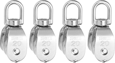 Dubbele Katrol Blok - Hef Katrol - Lading Verplaatsen - 304 Roestvrij Staal - M20 4 Stuks - Zilver