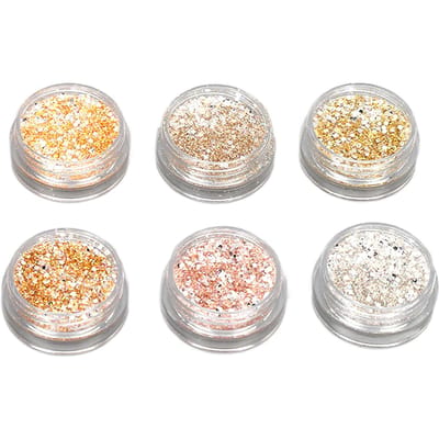 6 Kleuren Holografische Nagelglitter Kit Sprankelende Nagelkunst Decoratie voor Thuis Salon Manicure beige