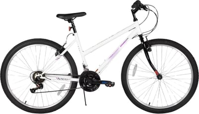 Dames mountainbike 61–66 cm – Voor volwassenen voor woon- en sportief gebruik op trail en weg – Met 18 versnellingen en hardtail ontwerp – Wit aluminium frame