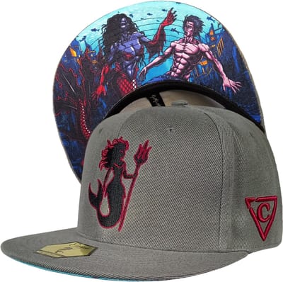 Capiche® Snapback Pet – Boze Zeemeermin – Grijs – Verstelbaar met Druksluiting – Pet Mannen – Evil Mermaid