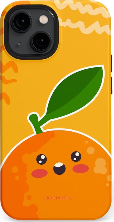 Casetastic Hoesje Geschikt voor Apple iPhone 13 Mini Magsafe - Stijlvolle Beschermende Duo-layer Case - Vrolijke Sinaasappel