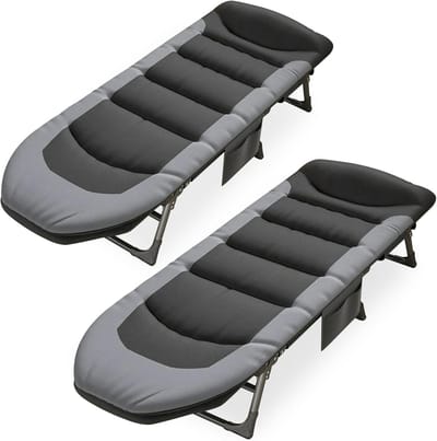 Inklapbaar Veldbed met Matras - Verstelbare Rugleuning voor Camping en Logeren
