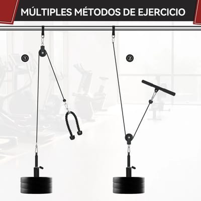 Roossentials fitness kabelsysteem - Kabel set - Lat pull down, Biceps curls en Triceps - Thuis gym - Katrol systeem - Home gym - Zwart