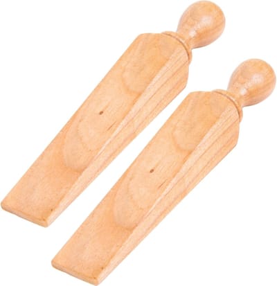 Deurwiggen Set - Deurhouders Hout - Voorkom Dichtslaan - Massief Houten Constructie - 16cm Lengte - Natuurlijk Hout