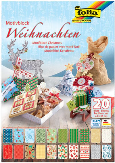 Folia 47249 - Designerpapierblok - Kerst ||| - Variatie - 20 Vel