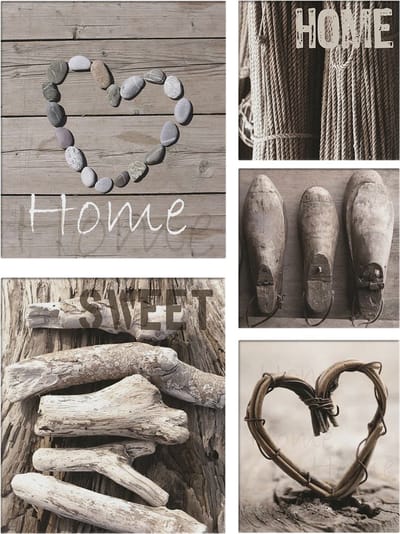 Art for the Home - Home Sweet Home - Canvassen set - Grijs - Max. 80x60 cm
