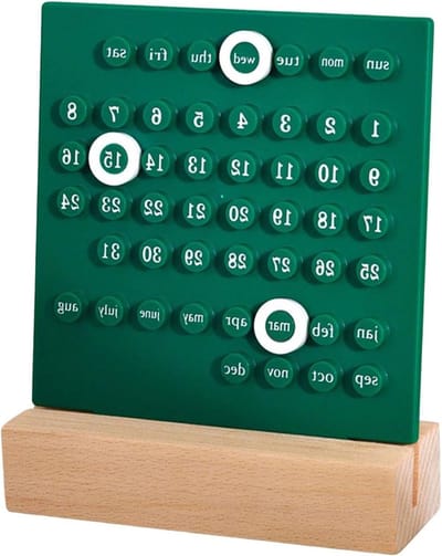SnelShoppen - Handmatige Desktop Perpetuele Kalender - Houten Basis Bureau Kalender Ornamenten - DIY Ring Dagelijkse Planner - Groente Design