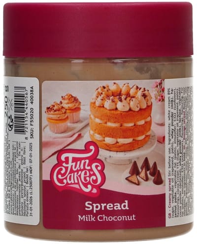 FunCakes Spread - Melk Choconut - 250g - Topping of Vulling voor Taarten, Cakes en Cupcakes