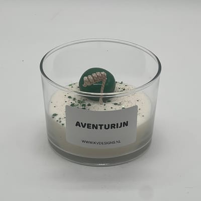 Kaars in glazen pot - edelsteen - Aventurijn