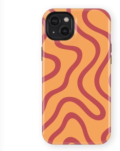 DripCase Curvy Lines Hoesje geschikt voor iPhone 14 Plus | Backcover met Mag | Design Tough Case geschikt voor iPhone 14 Plus Terracotta Twist