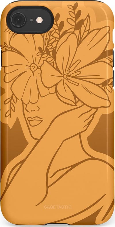 Casetastic hoesje geschikt voor Apple iPhone SE / Apple iPhone 7 / Apple iPhone 8 - Dubbellaagse bescherming - Botanische Elegantie - Fashion Case - Goud Bruin Terracotta