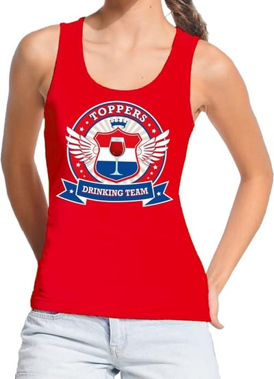 Rood Toppers drinking team tanktop / mouwloos shirt rood dames S