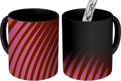 Magische Mok - Foto op Warmte Mokken - Koffiemok - Lijnen - Rood - Beweging - Magic Mok - Beker - 350 ML - Theemok