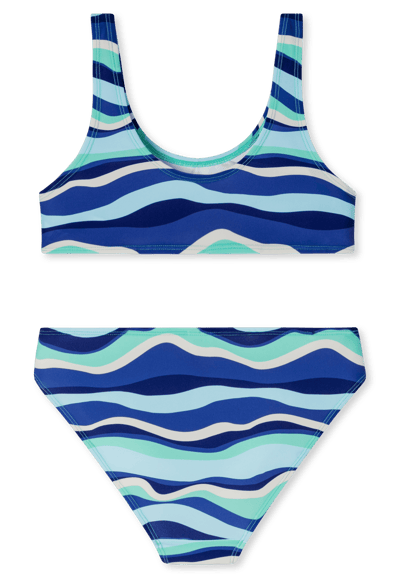Bustier-bikini-set met golven, UV-bescherming 40+, blauwgroen - aquablauw 152