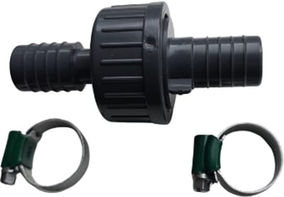 PVC terugslagklep met tule 21 mm + 2 Slangklemmen
