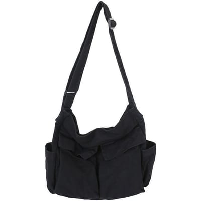 Werkkleding Canvas Schoudertas Grote Capaciteit Retro Messenger Tas Nieuwe Student Klas Messenger Tas zwart