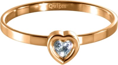 Quiges Stapelring Dames - Vulring Hart Zirkonia - RVS Roségoudkleurig - Maat 21 - Hoogte 2mm
