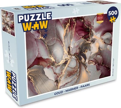 Puzzel Goud - Marmer print - Paars - Legpuzzel - Puzzel 500 stukjes