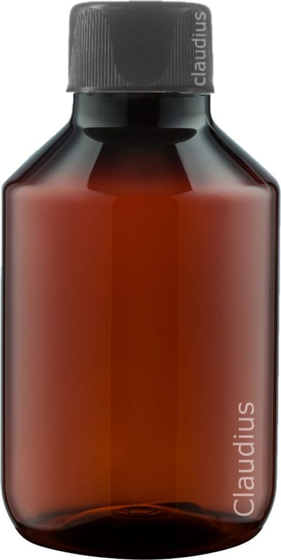 Lege Plastic Fles 125 ml PET Amber bruin - met zwarte ribbeldop - set van 10 stuks - navulbaar - leeg
