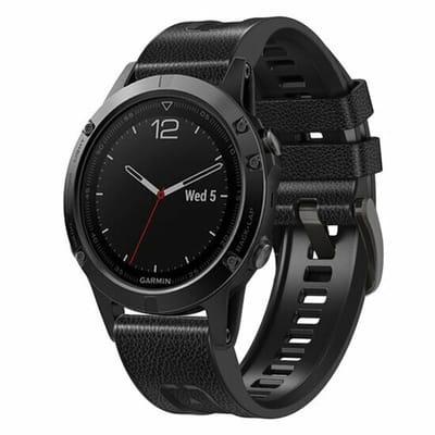 By Qubix - Geschikt voor Garmin bandje - 22mm Quickfit - leer + siliconen bandje - Zwart - Geschikt voor Garmin Fenix 8 / 8 Pro - 47mm