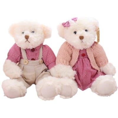 2 stuks paar 26 cm Lief Koppel Teddybeer Met Kleding Poppen Knuffeldier Beer Pluche Speelgoed Kinderen Baby Kinderen Meisje Verjaardagscadeau
