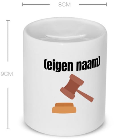 Akyol - rechter met hamer Spaarpot - Advocaat - iemand die rechter is - met eigen naam - leuk cadeau voor iemand die rechter is - cadeau - kado - 350 ML inhoud