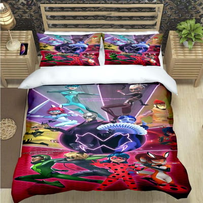 Klassieke Cartoon Kat Print Beddengoed Sets Beddengoed Set Dekbed Set Tieners Meisjes Cartoon M-Miraculous Tweeling Enkel Kind Cadeau AU Double(180*210cm)3pcs