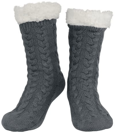Budino® Huissokken - Verwarmde sokken - Antislip Sokken - Warme Sokken - Dikke Sokken - Anti Slip - Fluffy Sokken - Dames en Heren - Grijs
