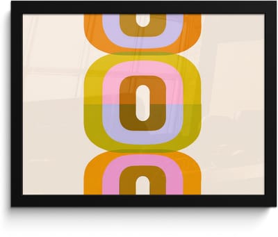 Poster in lijst - Fotolijst 40x30 cm - Posters - Stapel - Vormen - Geblokt - Oranje - Posterlijst zwart - Decoratie - Wanddecoratie woonkamer - Muurdecoratie slaapkamer