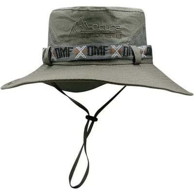 Zomer Mannen Bucket Hat Buiten UV Bescherming Brede Rand Panama Safari Jacht Wandelen Hoed Mesh Vissershoed Strand Zonnescherm Pet one size gray