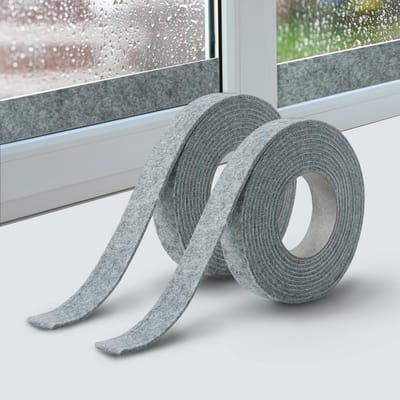 2 stuks - anti-condens vochtabsorberende raamstrips - 3 cm * 400 cm - Vochtwerende strips voor ramen - Anti-condens vochtregulerende strips - Zelfklevende glasabsorberende plaat - Herbruikbare vochtabsorberende vilt - Grijs
