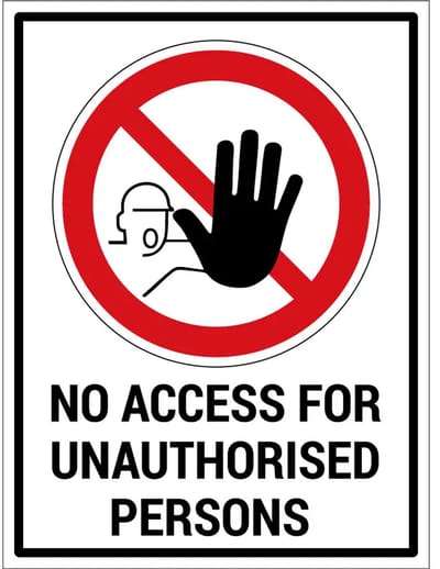 No access for unauthorised persons bord met tekst | gecoat dibond materiaal | 20 x 15 cm