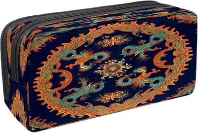 Pennenzak Etui - Pennenetui Studentenetui - School Kantoor - Stijlvolle Drakenprint - 21 x 6 x 10 cm
