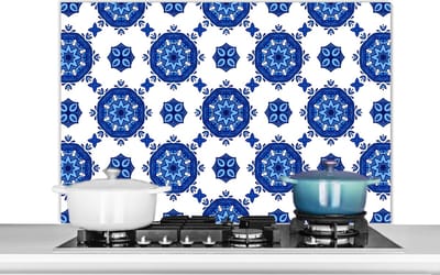 Spatscherm keuken 100x65 cm - Kookplaat achterwand Portugal - Bloemen - Design - Muurbeschermer - Spatwand fornuis - Hoogwaardig aluminium