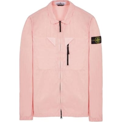 Stone Island Lz23 Nylon Meta Serie Effen Kleur Vintage Gewassen Lange Mouw Shirtjas Met Rits Borstband Herenjassen Roze 7815106WN-V0180 XXXL white