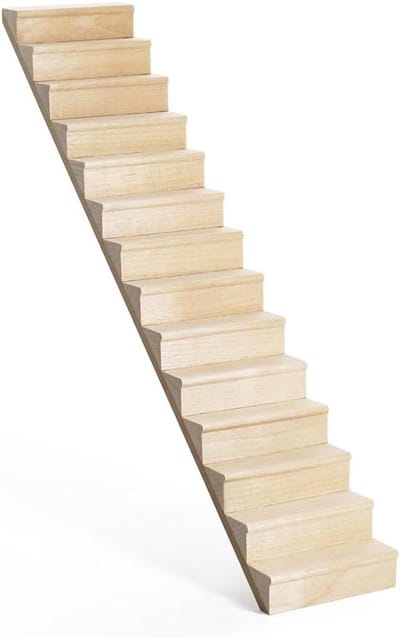 Poppenhuis Trap - Miniatuur Meubel - DIY Knutselen - Ongelakt Hout - 65x17x339 cm - Niet gespecificeerd