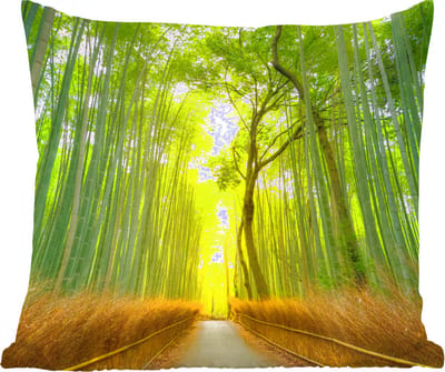 Sierkussens - Kussentjes Woonkamer - 60x60 cm - Pad in het Arashiyama-bamboebos in Japan