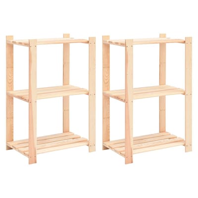 vidaXL - Opbergrekken - 3-laags - 2 - st - 60x38x90 - cm - massief - grenenhout - 150 - kg