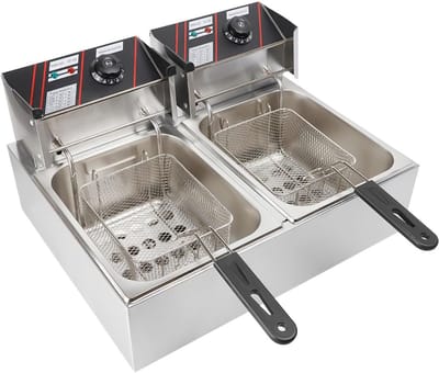 Florixa® Frituurpan dubbel - Frituurpan -Zilver - ‎44cm x 55cm x 30cm