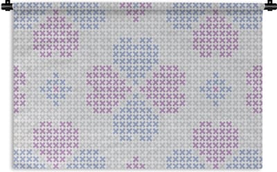 Wandkleed - Wanddoek - Klaver - Patronen - Paars - 90x60 cm - Wandtapijt