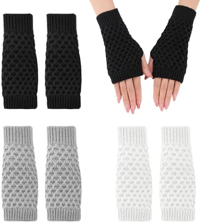 Dailygoods- Vingerloze Handschoenen - 3 Paar - Zachte/Elastische Handschoenen - Winterhandschoenen - Acryl - Touchscreen Geschikt