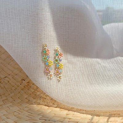 Boucles d'oreilles pendantes en forme de marguerite pour femmes, Style coréen, longues, colorées, douces, tournesol, bijoux de fête quotidienne, cadeau pour filles