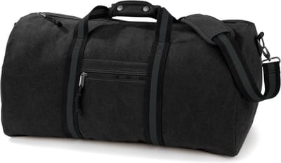 Quadra Vintage canvas weekend/reistas - zwart - 45 liter - 58 x 30 cm - katoen - volwassenen - kinderen