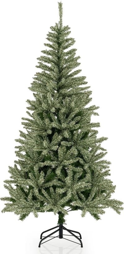 COSTWAY Kunstkerstboom van 180 cm, lichtgevend in het donker, dennenboom met 692 takken en metalen standaard, kerstboom voor thuis, groen