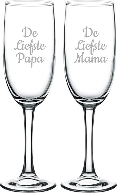 Gegraveerde Champagneglas 16,5cl De Liefste Mama-De Liefste Papa