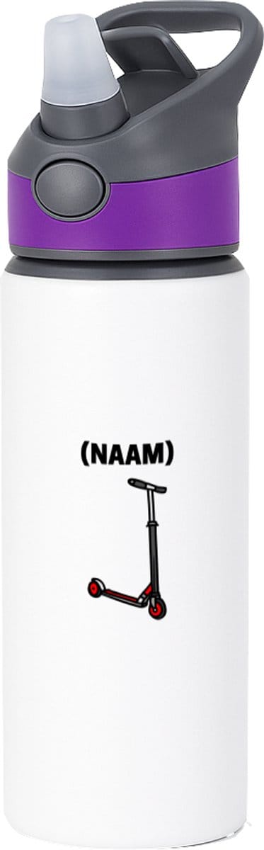 Hacebo® - Step met eigen naam waterfles met rietje paars - Sport - Skaters - Skaten - water fles - 650ML