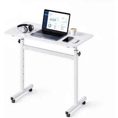 VEVOR in hoogte verstelbaar bureau 700-1115 mm, draagvermogen 25 kg, computerbureau met tafelblad van 810 x 410 mm, kantoorbureau met vergrendelbare wielen en haken, zit-sta bureau voor thuiswerkplek/studie