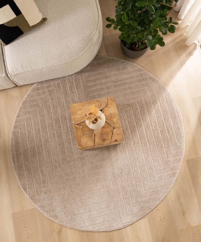Scandinavisch vloerkleed rond - Contour Edge beige 160