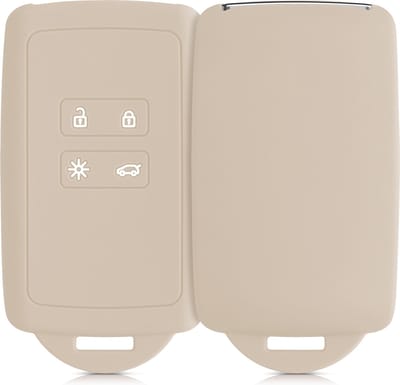 kwmobile autosleutelhoes geschikt voor Renault 4-knops Smartkey (Keyless Go) - Siliconenhoes in crème - Sleutelcover