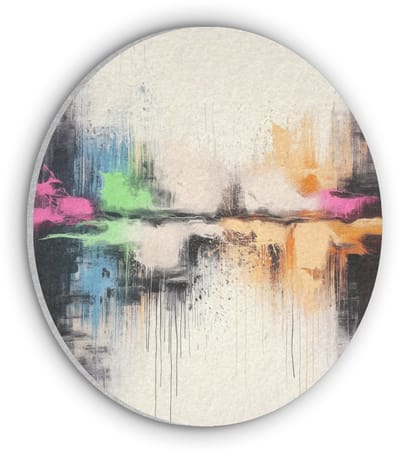 Akoestisch wandpaneel rond 30x30 cm - Vilt schilderij Abstract - Kleurexplosie - Landschap - Ronde akoestische panelen - Geluidsdempende wanddecoratie - Geluidsisolatie wandcirkel - Muurdecoratie geluidspanelen